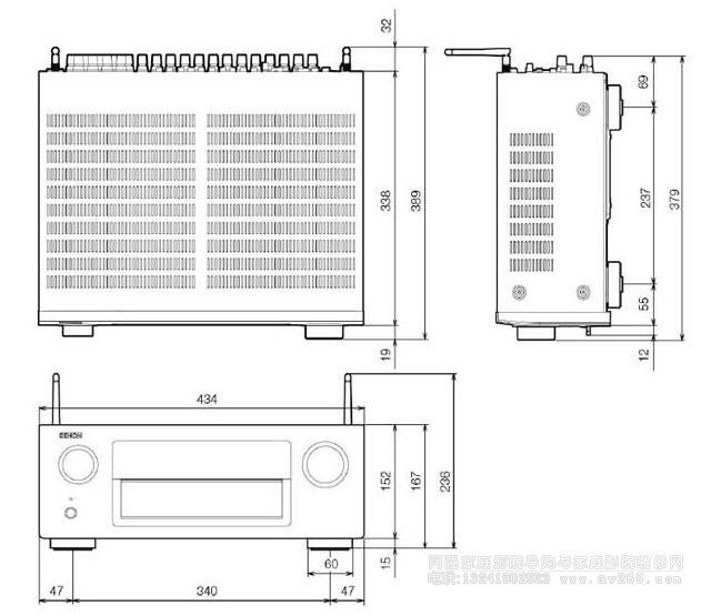 DENON X4100W功放機(jī)身尺寸