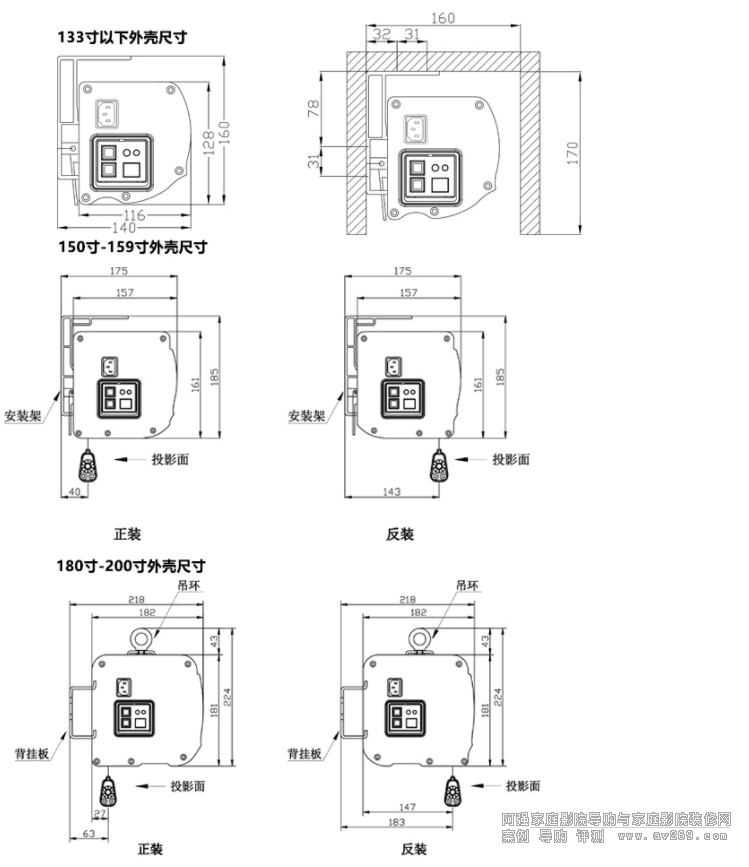 經(jīng)科幕布 JK N4-FL/1t納米玻纖電動(dòng)拉線幕殼尺寸