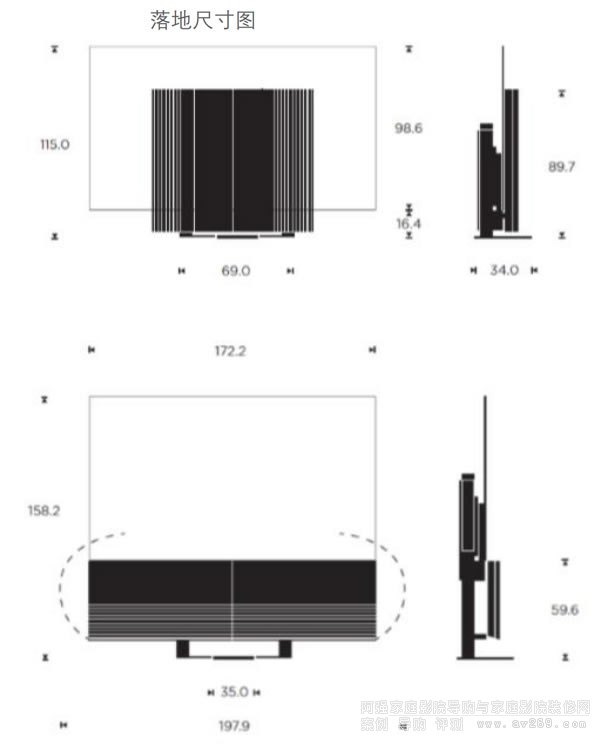 B&O BEOVISION HARMONY 77英寸尺寸圖